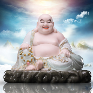 汉白玉弥勒佛像摆件宽体大肚笑佛大号弥勒佛招财家居开业工艺礼品