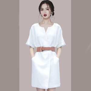 气质职业OL白色连衣裙女2024年夏装新款时尚休闲收腰显瘦裙子女装