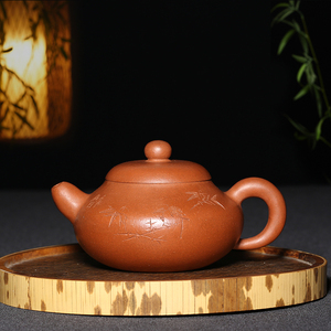 台湾回流老紫砂壶名家早期一厂何道洪清水泥刻绘道洪疾风文旦壶