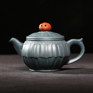 台湾回流紫砂壶早期紫砂老茶壶冯桂林制民国绿泥镂空汉瓦壶