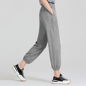灰色运动裤女宽松束脚2021新款夏季薄款大码胖mm休闲卫裤哈伦裤子