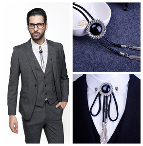 欧美新款潮男羽毛款波洛领带领结 bolo tie 复古领绳个性领带配饰