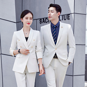 主持人正装男女浅蓝色西装套装售楼部工作服西服上镜服装0人付款398