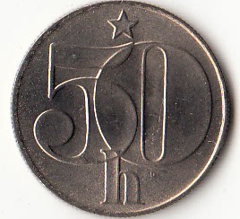 全新欧洲捷克斯洛伐克50赫勒硬币 1990年版外国钱币 km89