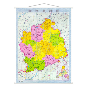 1*0.8米 山东省商河县地图  双面哑光覆膜防水 家用办公地图挂图