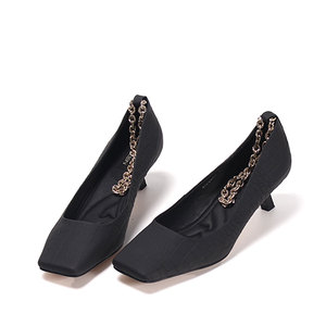 【冰冰推荐】queen.女王舒适百搭气质优雅方头矮跟女鞋2524