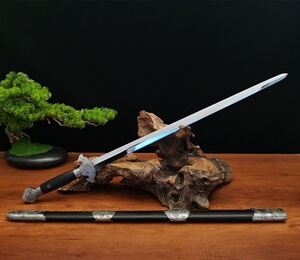 白泽堂s7牡丹剑清剑明剑武术剑影视道具传统刀剑黑檀木真剑未开刃