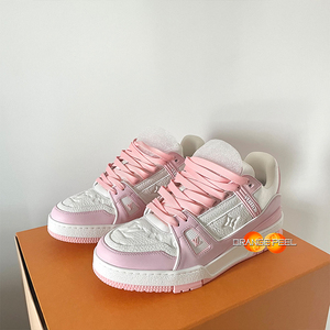 op现货 louis vuitton trainer lv 白水泥天蓝樱花粉运动休闲板鞋