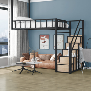 简约loft悬空床阁楼上下床上床下柜公寓省空间空中床单双人高架床