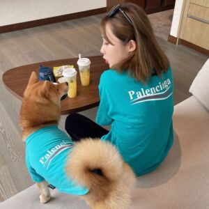 特惠潮牌宠物亲子装T恤透气清凉柴犬雪纳瑞泰迪金毛夏天猫衣服