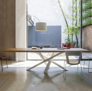 创意家具铁艺实木工作台小型会议桌长桌简约餐桌现代洽谈办公桌子