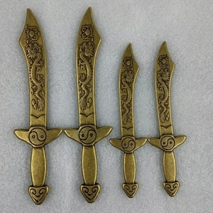 黄铜双龙八卦宝刀道士剑挂件仿古工艺摆件