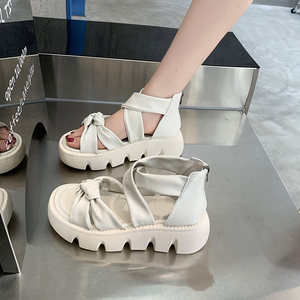 松糕厚底凉鞋女外穿高帮性感小众2022夏季新款包跟后拉链百搭凉靴