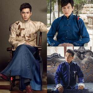 影视古装人生若如初相见韩东君同款民国风长袍马褂少爷公子演出服