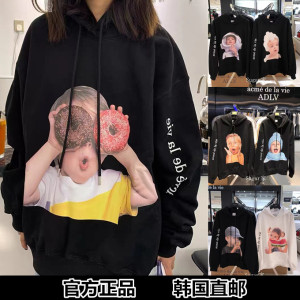 韩国潮牌it-adlv甜甜圈男孩女孩连帽卫衣情侣款印花秋季宽松外套