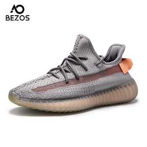 bezos透气椰子鞋350灰橙秋冬运动休闲鞋新款跑步鞋潮鞋网红情侣鞋