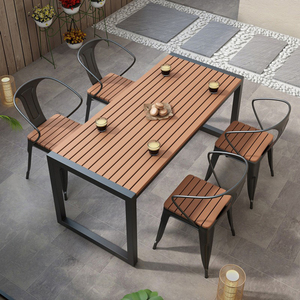 户外塑木桌椅组合室外阳台庭院外摆桌子咖啡厅奶茶店休闲餐厅餐桌