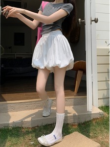 kumikumi设计感蓬蓬花苞裙裤女装夏季小个子高腰显瘦休闲裤短裤子