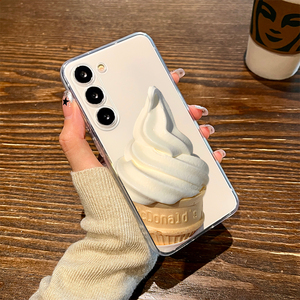 夏季甜筒冰淇淋适用三星s23手机壳简约Galaxy S24+透明Ultra高级s22/s21/s20/FE新款Note清新samsung艺术小众