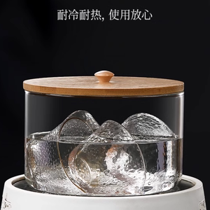 玻璃茶洗缸带盖大号消毒锅有盖家用可煮杯废水缸水盂日式建盏茶洗