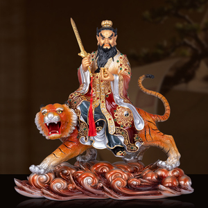 纯铜彩绘张天师神像骑虎张道陵正一派祖师爷铜像龙虎山祖天师天尊