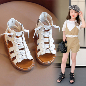 女童凉鞋夏2021新款儿童软底防滑沙滩鞋时尚女孩洋气高帮公主鞋潮