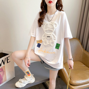 12-15岁女大童t恤短袖夏装新款学生韩版小女孩中长款半袖上衣服潮