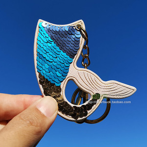 星巴克璀璨鱼鳞迷你星享卡配件-鳞片礼服风钥匙扣/挂件/挂饰/吊坠