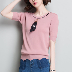 冰丝t恤衫女短袖宽松短款2018夏装半袖打底衫体恤韩范百搭上衣服