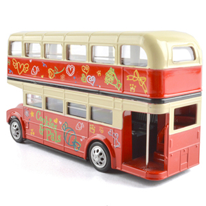 正版美致伦敦双层巴士车1 32 声光回力观光巴士汽车模型 复古收藏