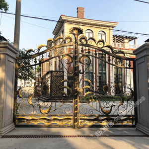 杭州欧式铁艺别墅庭院大门室外花园院子电动铁门定做双开门入户门