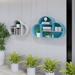 创意铁艺云朵壁挂书架儿童房客厅展示架幼儿园墙面艺术置物架