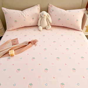 粉色女生可爱纯棉床单单件100全棉学生宿舍被单人床盖枕套2三件套