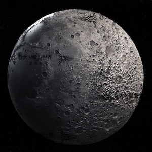 高精度月球月亮写实3d模型stl雕塑圆珠圆雕max三维立体雕刻图obj