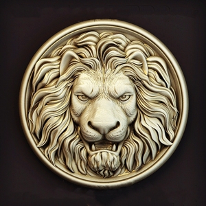 霸气狮子头圆浮雕精雕图jdp平雕3d三维模型obj电脑cnc雕刻图stl