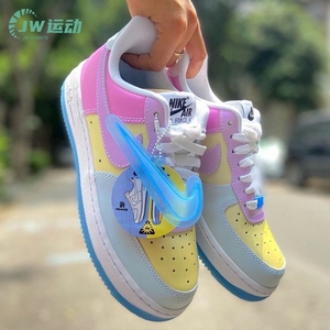新款nike耐克女鞋空军一号热感应变色龙低帮白蓝粉af1板鞋da8301