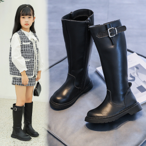 女童长靴2022年秋冬小女孩马丁靴儿童长筒靴高筒鞋单靴网红皮靴子