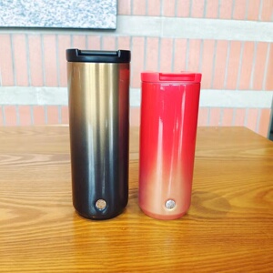 星巴克经典黑金喜气渐变不锈钢随行保温杯情侣水杯男女礼物473ml