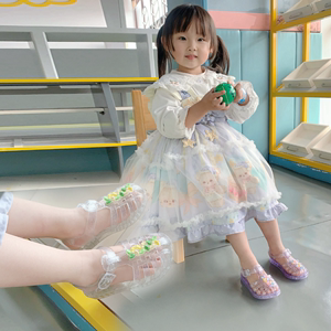 塑料凉鞋女童2024夏季新款爆款宝宝软底防滑水晶时尚儿童果冻凉鞋