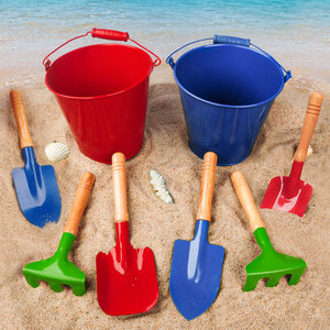 儿童铁质沙滩玩具铁铲三件套铁通赶海海滩沙土石子玩具海边城堡