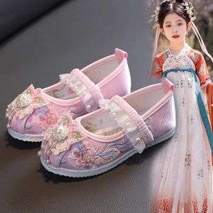 儿童汉服鞋夏季2024新款女童老北京手工布鞋女孩中国风古装绣花鞋