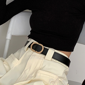 新款无孔设计女士皮带休闲简约裤腰带潮流个性韩版高级ins风裤带