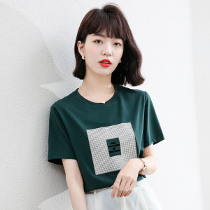 罗燕rome谭飞舒适职场时装寻麦女装旗舰店短袖t恤2022夏打底衫棉