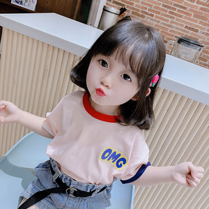 女童短袖t恤纯棉夏装2024新款韩版儿童宝宝洋气时髦上衣小童体恤