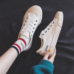 人本帆布鞋女春季2021新款百搭女生球鞋韩版潮鞋休闲板鞋小白鞋子