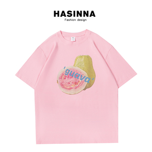 HASINNA 趣味热带水果印花短袖T恤男女情侣宽松圆领t-shirt夏