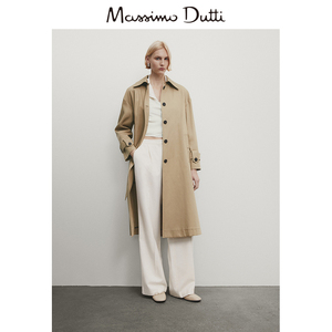新品特惠 Massimo Dutti 2024女装 美拉德法式极简风经典款长款翻领风衣 06718614742