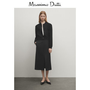 新品特惠 MassimoDutti2024女装美式休闲通勤风黑短版棒球服飞行员夹克外套06717808800