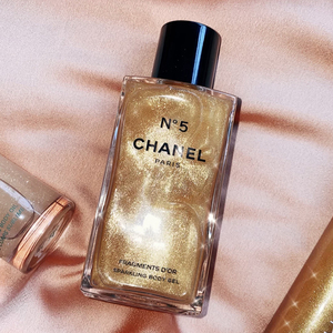 chanel香奈儿圣诞限量n5五号金色鎏金流沙高光啫喱香氛身体乳小样