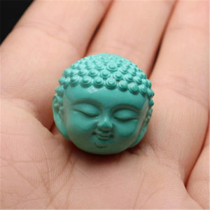绿松石湖北天然原矿高瓷弥勒佛头配珠散珠三通套装文玩diy配饰
